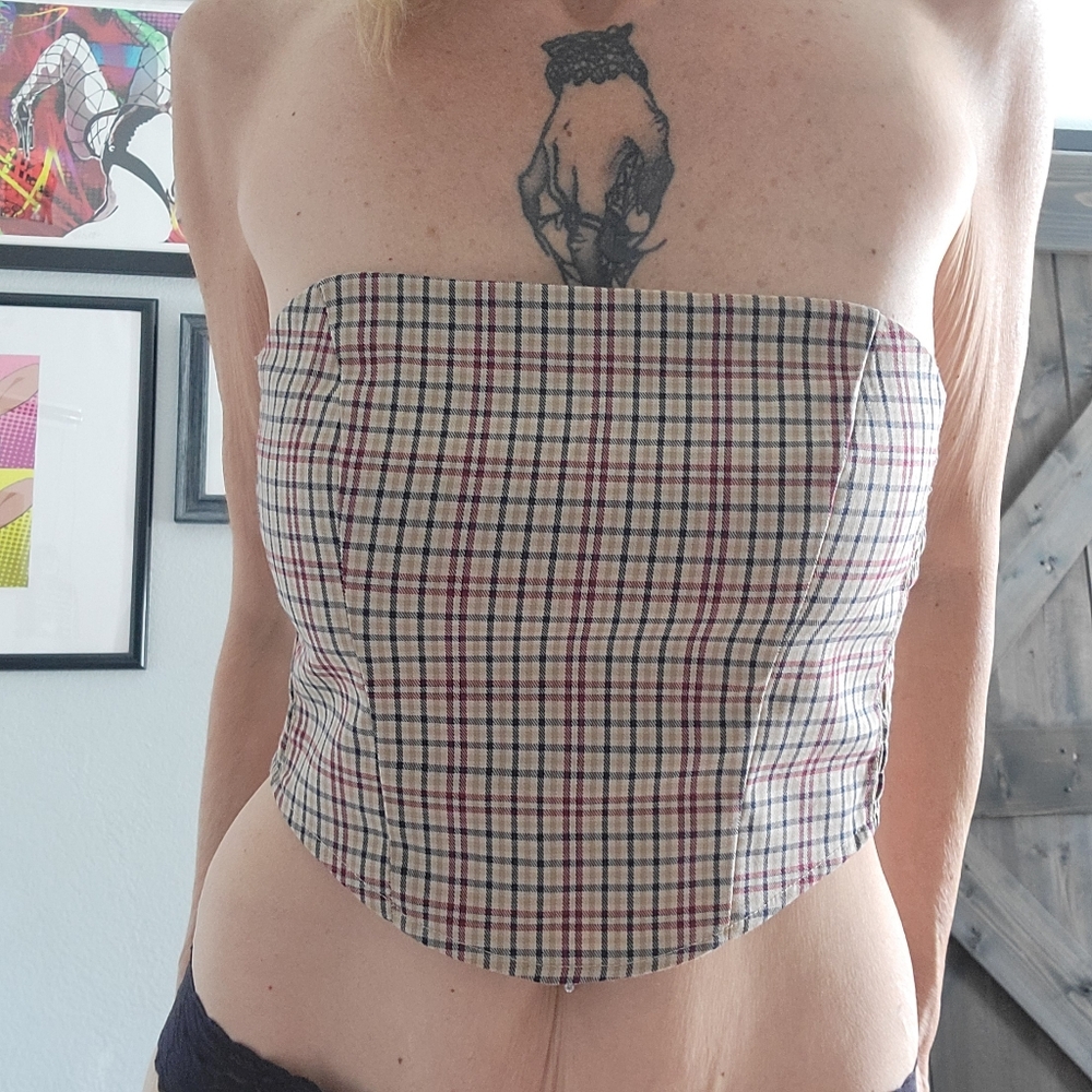 Plaid Strapless Women's Strapless Crop Top